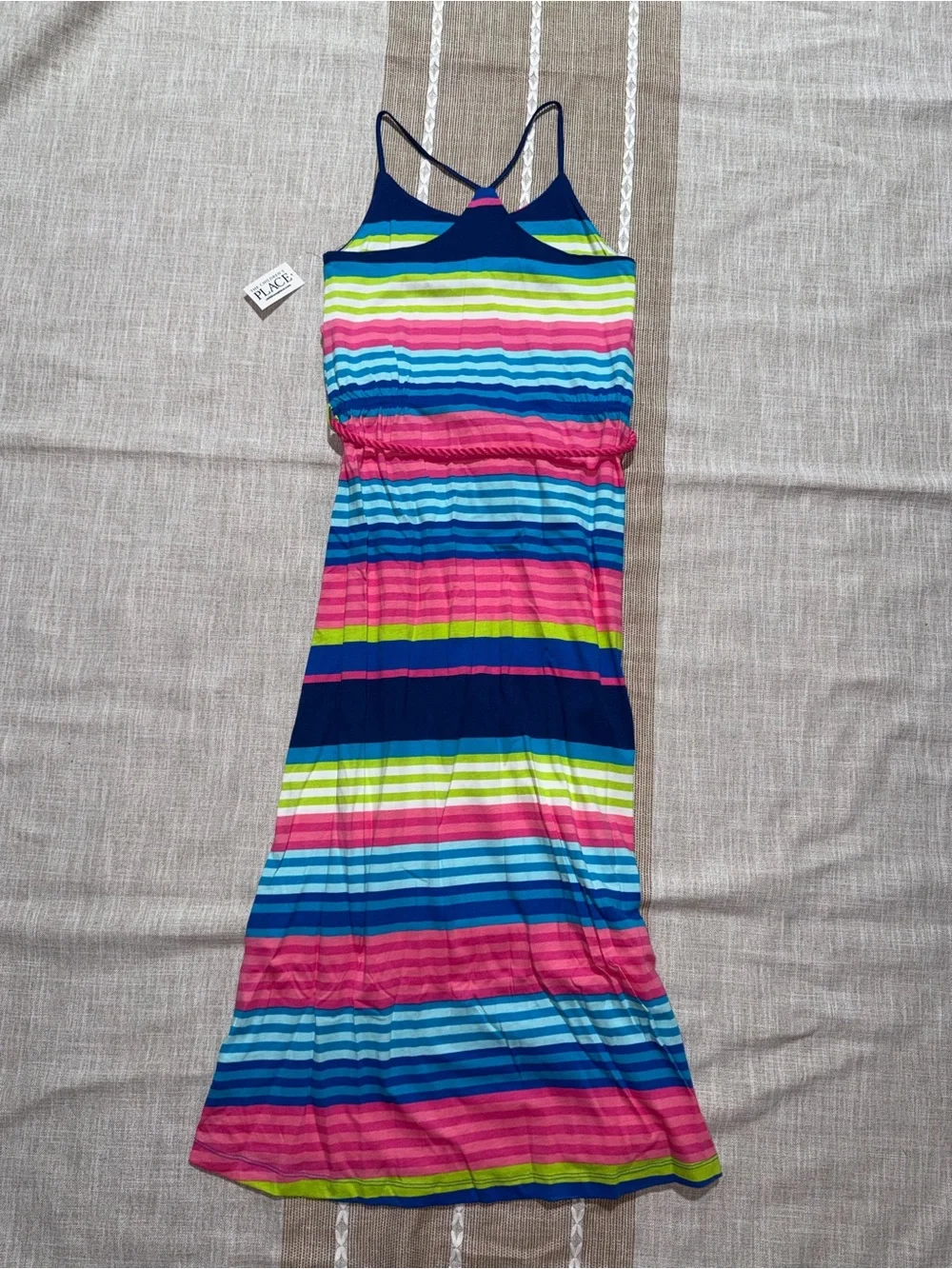 The Children's Place NWT Striped Tank Maxi Dress - Pink, Navy, Aqua, Lime